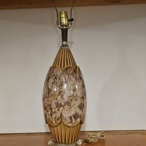 Vintage Ceramic Table Lamp in Brown and Beige